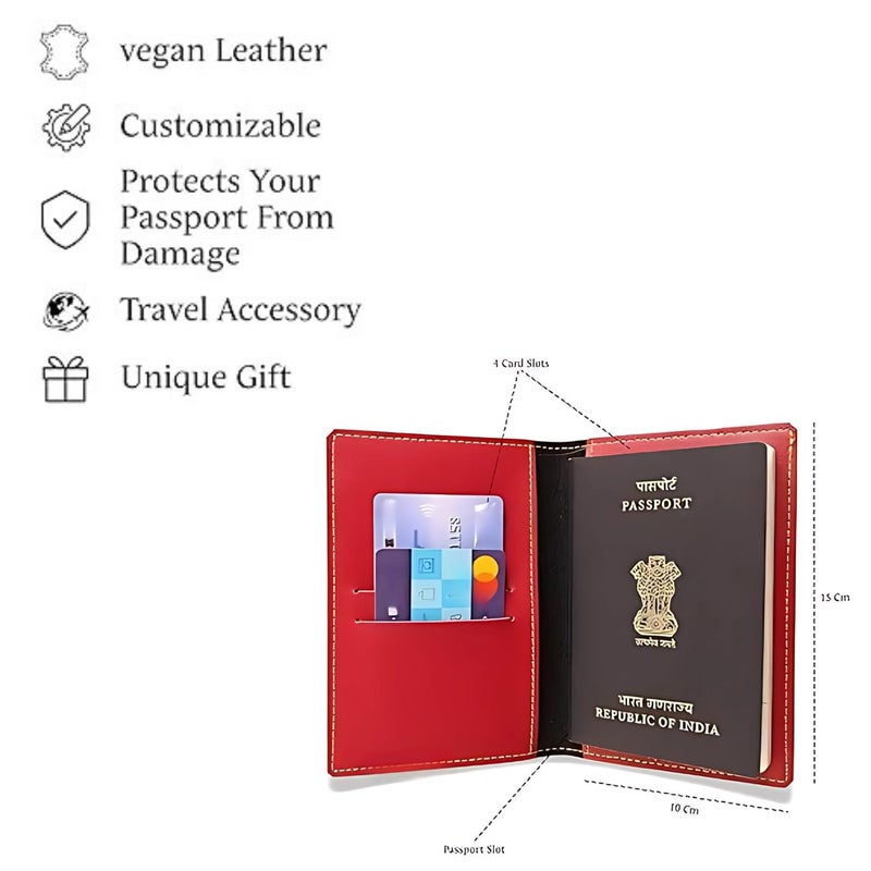 THE CUSTOMISED GIFT Unisex Passport Cover for Men & Women | Printed, Classy & Stylish | Vegan Leather Passport Cover for Travel (UV Wine) - Image 2