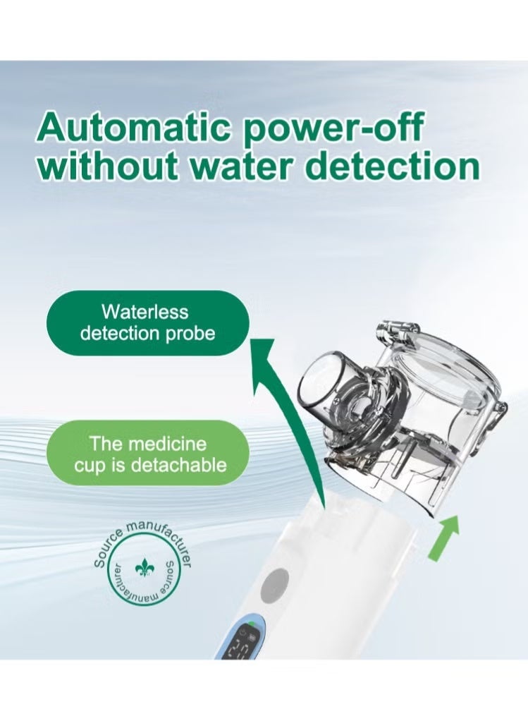 نيبولايزر شبكي فوق صوتي قابلة لإعادة الشحن مع 3 إعدادات سرعة، جهاز استنشاق محمول يدوي بتشغيل هادئ للبالغين والأطفال - Image 4