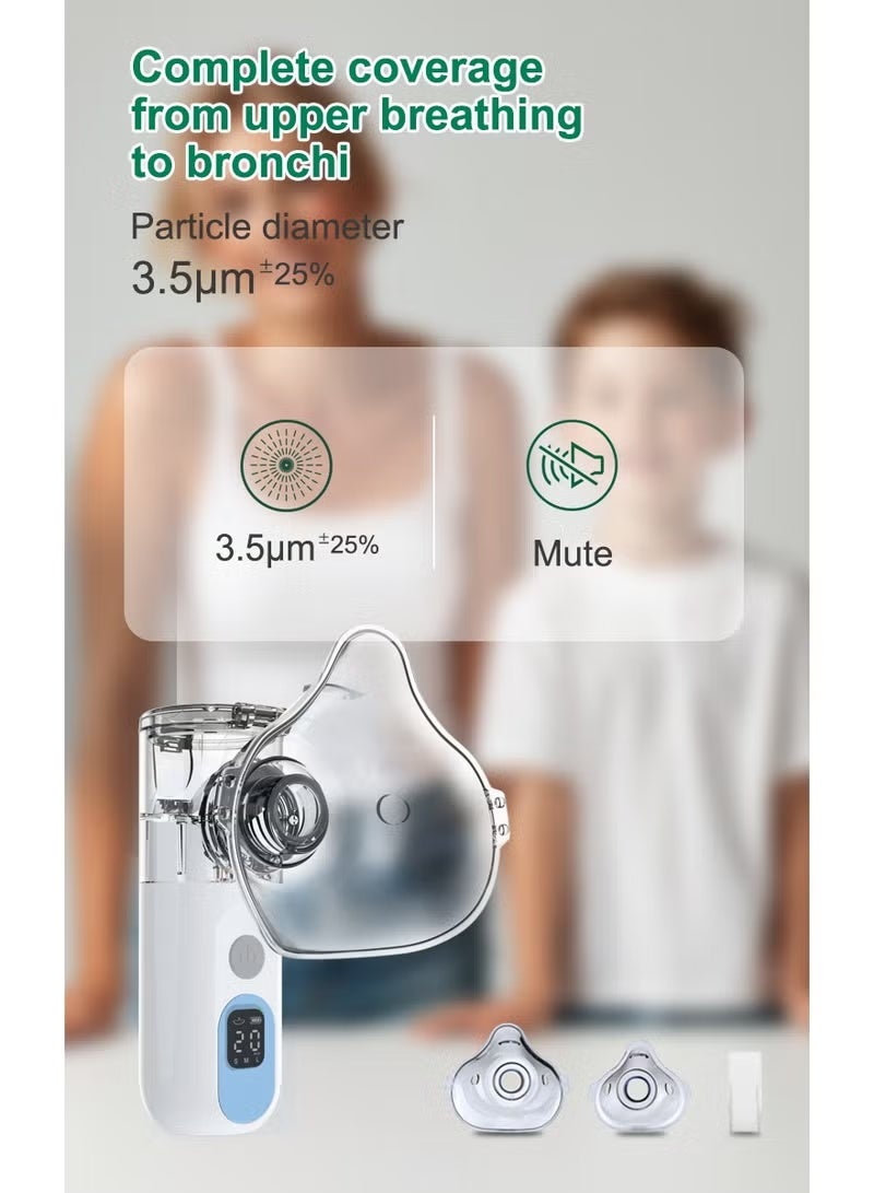 نيبولايزر شبكي فوق صوتي قابلة لإعادة الشحن مع 3 إعدادات سرعة، جهاز استنشاق محمول يدوي بتشغيل هادئ للبالغين والأطفال - Image 3