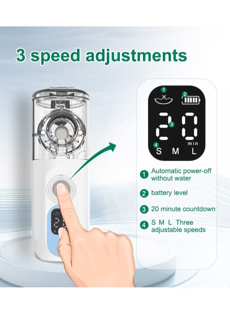 نيبولايزر شبكي فوق صوتي قابلة لإعادة الشحن مع 3 إعدادات سرعة، جهاز استنشاق محمول يدوي بتشغيل هادئ للبالغين والأطفال - Image 5