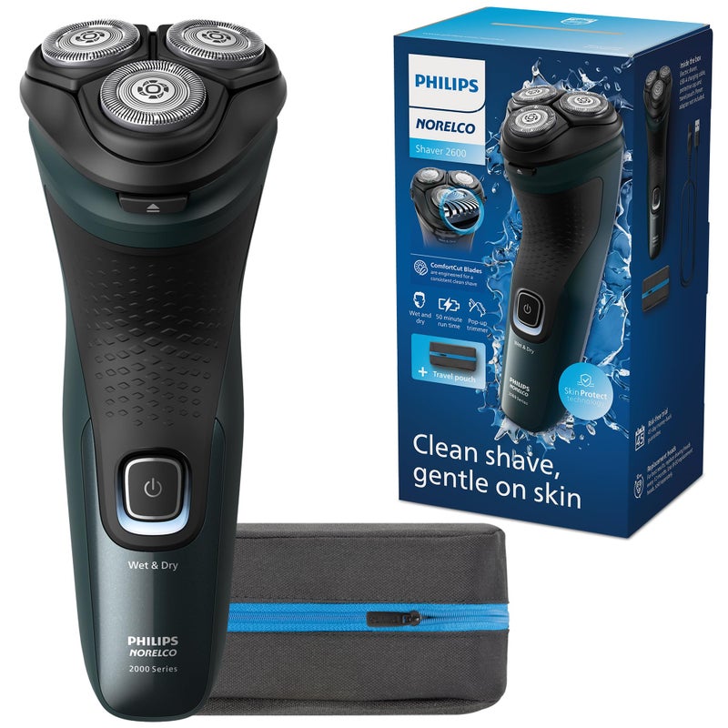 Norelco Philips Norelco Shaver 2600 Series, Wet and Dry Electric Shaver, Pop-up Trimmer, P-Cap, Travel Pouch, Dark Forest Green, Model X3052/91 - Image 1