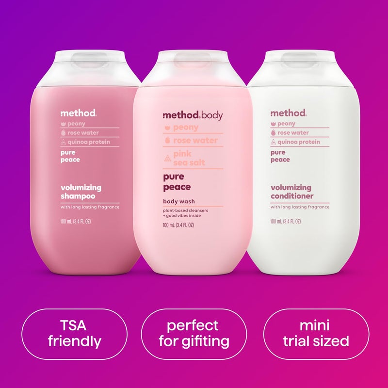 Method Body Wash and Hair Care Gift Set, Pure Peace, 3.4 oz Travel Size Bottles - Image 4