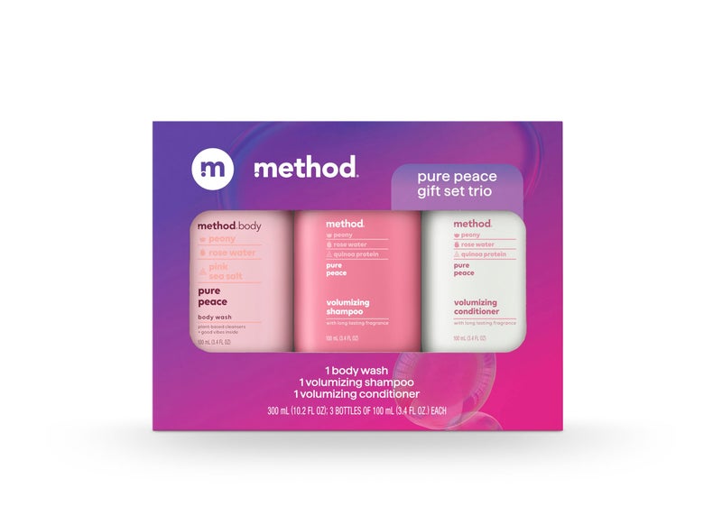 Method Body Wash and Hair Care Gift Set, Pure Peace, 3.4 oz Travel Size Bottles - Image 1