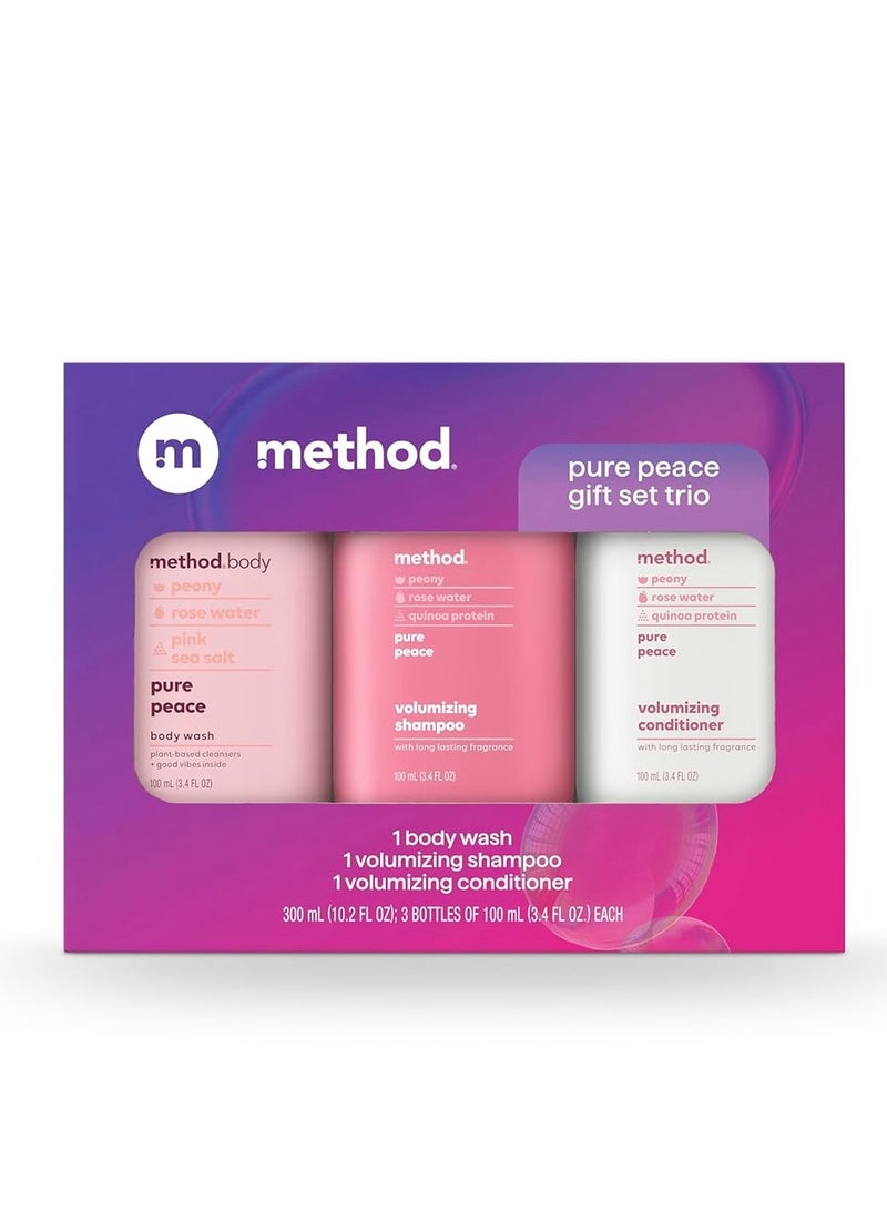 Method Method Body Wash and Hair Care Gift Set, Pure Peace, 3.4 oz Travel Size Bottles - Image 1