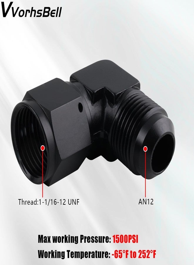 VVORHSBELL 12AN Female to AN12 Male Flare 90 Degree Swivel Fitting Adapter Aluminium（Black） - Image 2