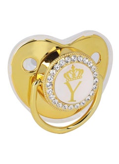 Thoraya Baby Pacifier Infant Portable Exquisite Golden Crown Letter Rhinestone Pacifier with Chain Clip Letter Y  - Image 4
