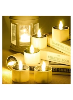 Y&D Solar Candle Light, Power Tea Lights Outdoor Candle, IP65 Waterproof Rechargeable LED Candles, Garden Camping Party Home Decorations, 2.3" x 2" (Yellow Flashing 6 Pcs)  - Image 1