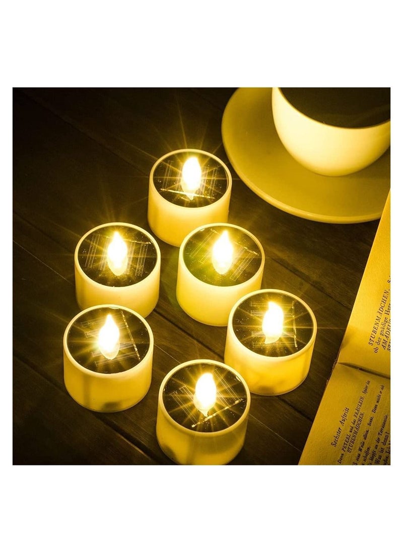 Y&D Solar Candle Light, Power Tea Lights Outdoor Candle, IP65 Waterproof Rechargeable LED Candles, Garden Camping Party Home Decorations, 2.3" x 2" (Yellow Flashing 6 Pcs)  - Image 3