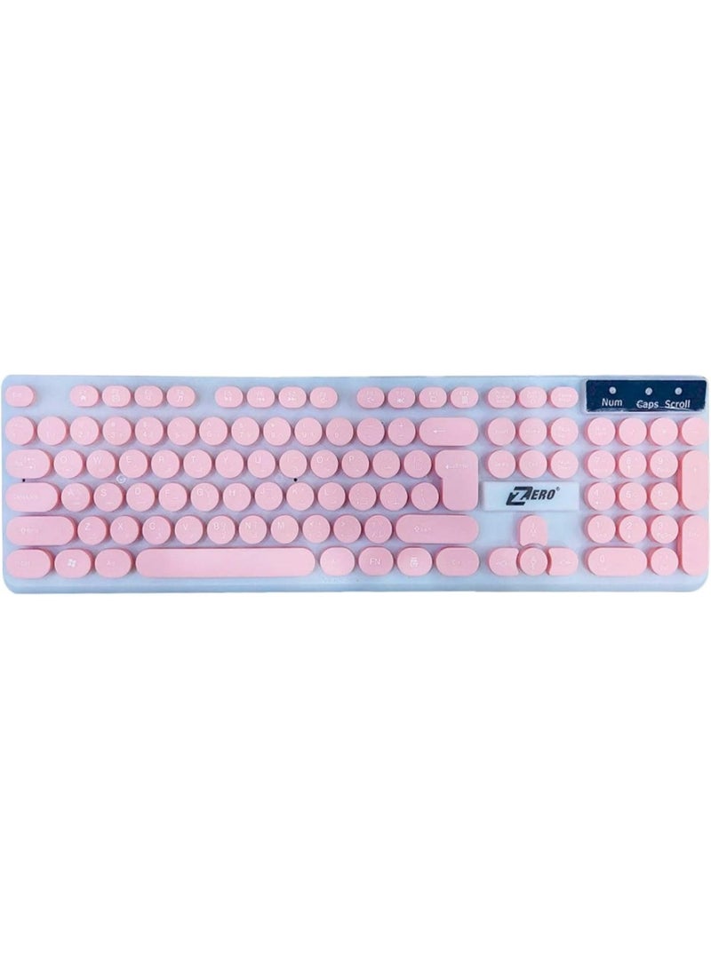 Zero Keyboard ZERO RGB Electronics ZR- USB Keyboard, Stylish Spill-Resistant Design, Silent Keys (Pink, ZR-2050) - Image 2