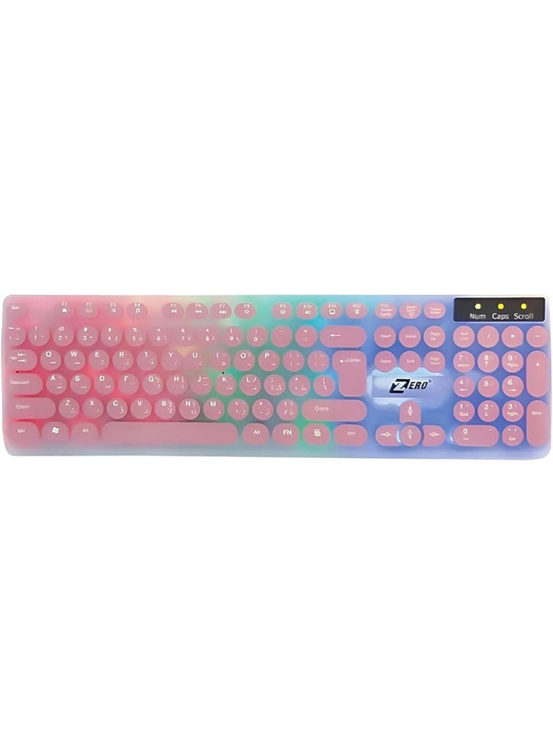 Zero Keyboard ZERO RGB Electronics ZR- USB Keyboard, Stylish Spill-Resistant Design, Silent Keys (Pink, ZR-2050) - Image 1