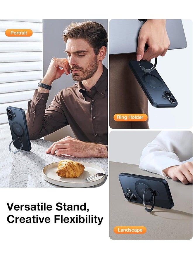 Generic - iPhone 16 Plus Case with Magnetic Invisible Stand, With Camera Lens Films Protector,  [Compatible with MagSafe] [Drop Protection]  Shockproof Slim Translucent Matte for iPhone 16 Plus Case 6.7 Inch 2024, Black - Image 1