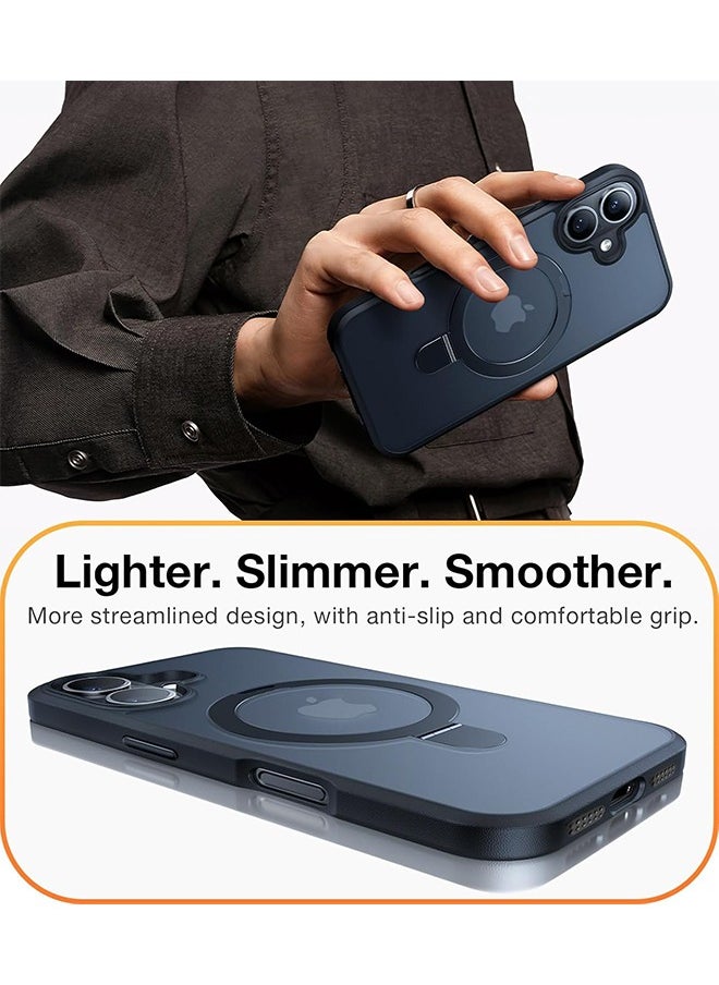 Generic - iPhone 16 Plus Case with Magnetic Invisible Stand, With Camera Lens Films Protector,  [Compatible with MagSafe] [Drop Protection]  Shockproof Slim Translucent Matte for iPhone 16 Plus Case 6.7 Inch 2024, Black - Image 1