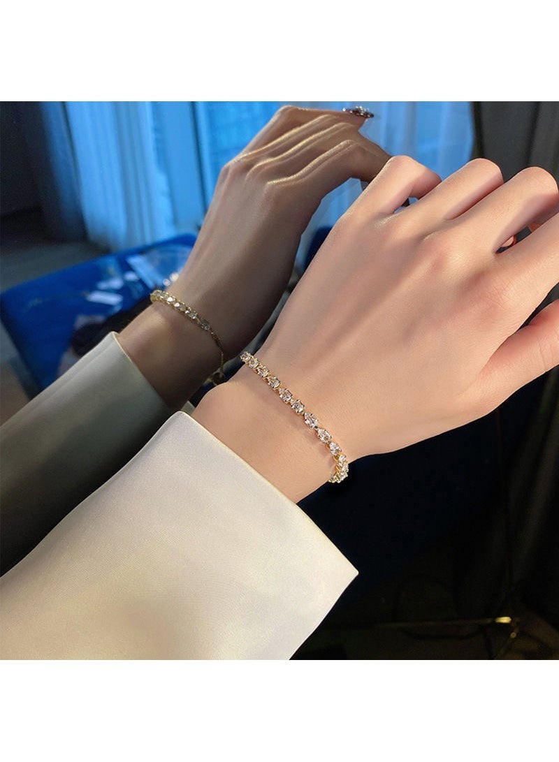 YUJA Bracelets for Women White Gold Plated Diamond AAA+ Cubic Zirconia CZ Dainty Classic Adjustable Slider Bracelet Golden Fashion Jewelry Wedding Gift - Image 5