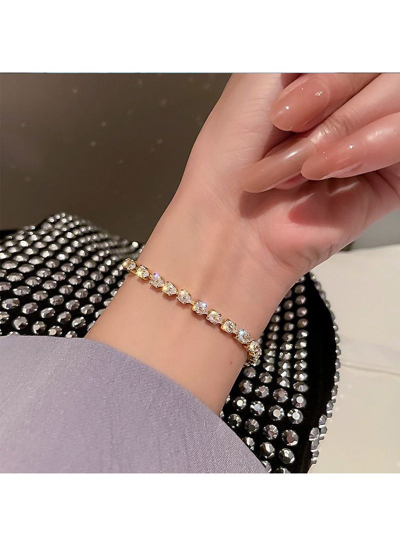 YUJA Bracelets for Women White Gold Plated Diamond AAA+ Cubic Zirconia CZ Dainty Classic Adjustable Slider Bracelet Golden Fashion Jewelry Wedding Gift - Image 4