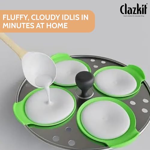 Clazkit لوحة صانع إيدلي سيليكون من Clazkit (8 قطع) | حامل إيدلي غير لاصق بدرجة غذائية للطبّاخ والبخّار | إزالة سهلة من القالب، خالية من BPA | متعددة الاستخدامات للإيدلي، الدوكلا، الموداك والكعك الصغير | مقاومة للحرارة - Image 5