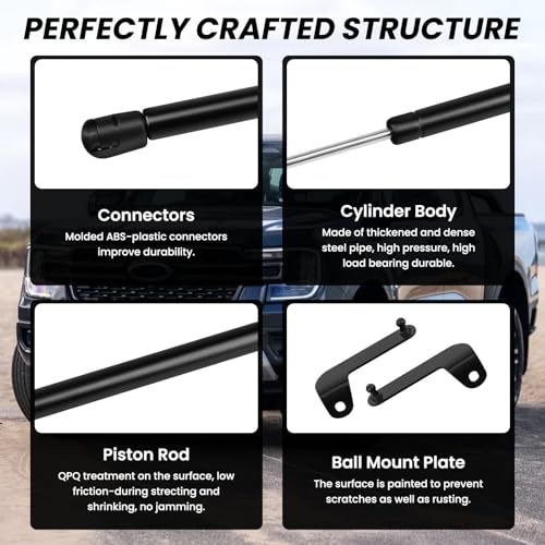 TECHPICCO Hood Struts for Ford Ranger 2024+, Hood Lift Support No Drill Front Gas Springs Shocks Compatible with Ford Ranger Accessories 2024-2026 - Image 4