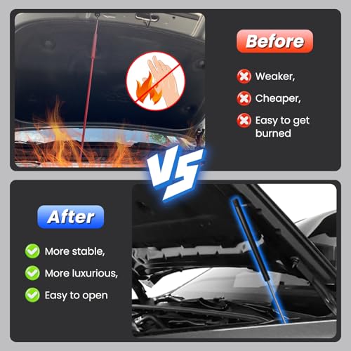 TECHPICCO Hood Struts for Ford Ranger 2024+, Hood Lift Support No Drill Front Gas Springs Shocks Compatible with Ford Ranger Accessories 2024-2026 - Image 3