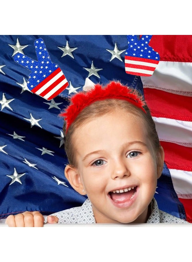 Doneace 4th of July Head Boppers Independence Day Headband Patriotic Themed Party Hair Hoop Fingers Headwear Hair Band Plush Hair Decorations July Fourth White Blue Red Hair Supplies Hair Accessories 1PCS - Image 5