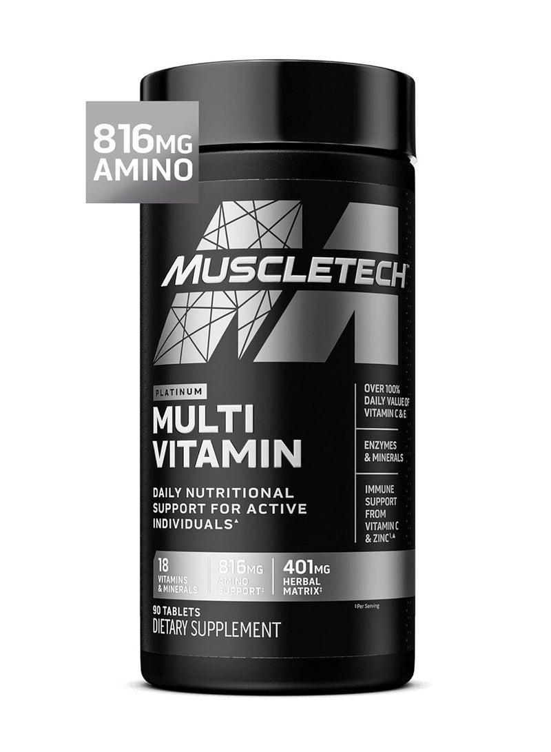 MuscleTech Platinum Multi Vitamin for Men Women Daily MultiVitamin Immune Support 90 Tablets - Image 1