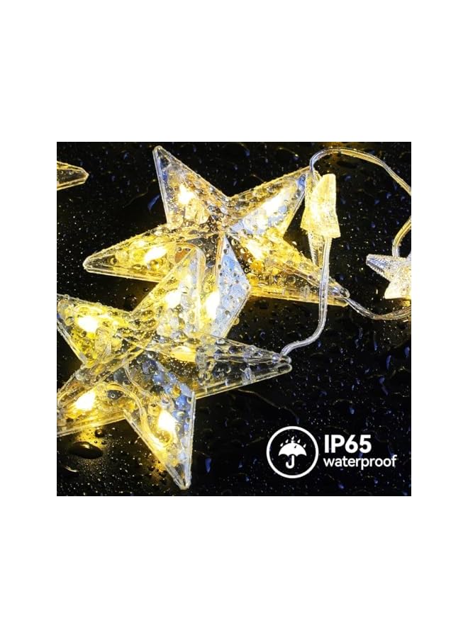 The Bros Ramadan Diwali Decorations Lights, Solar 12 Drops Star Moon Curtain Ramadan Lights 8 Lighting Modes Waterproof Window Curtain Fairy Lights for Home Party Outdoor - Warm White  - Image 5