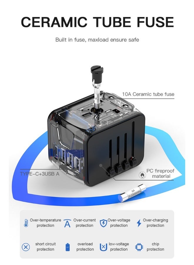 Multifunctional Travel Charger - Universal USB Type-C Adapter for Multiple Countries - Image 3