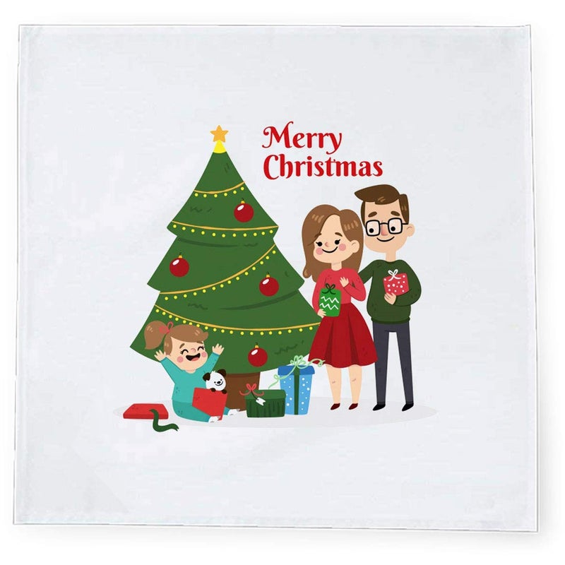 Khakee 6 Pcs Christmas Theme Tafta Silk Table Napkins 10x 10 for Xmas Decoration Christmas OrnamentsChristmas Gift npxmas117P - Image 2