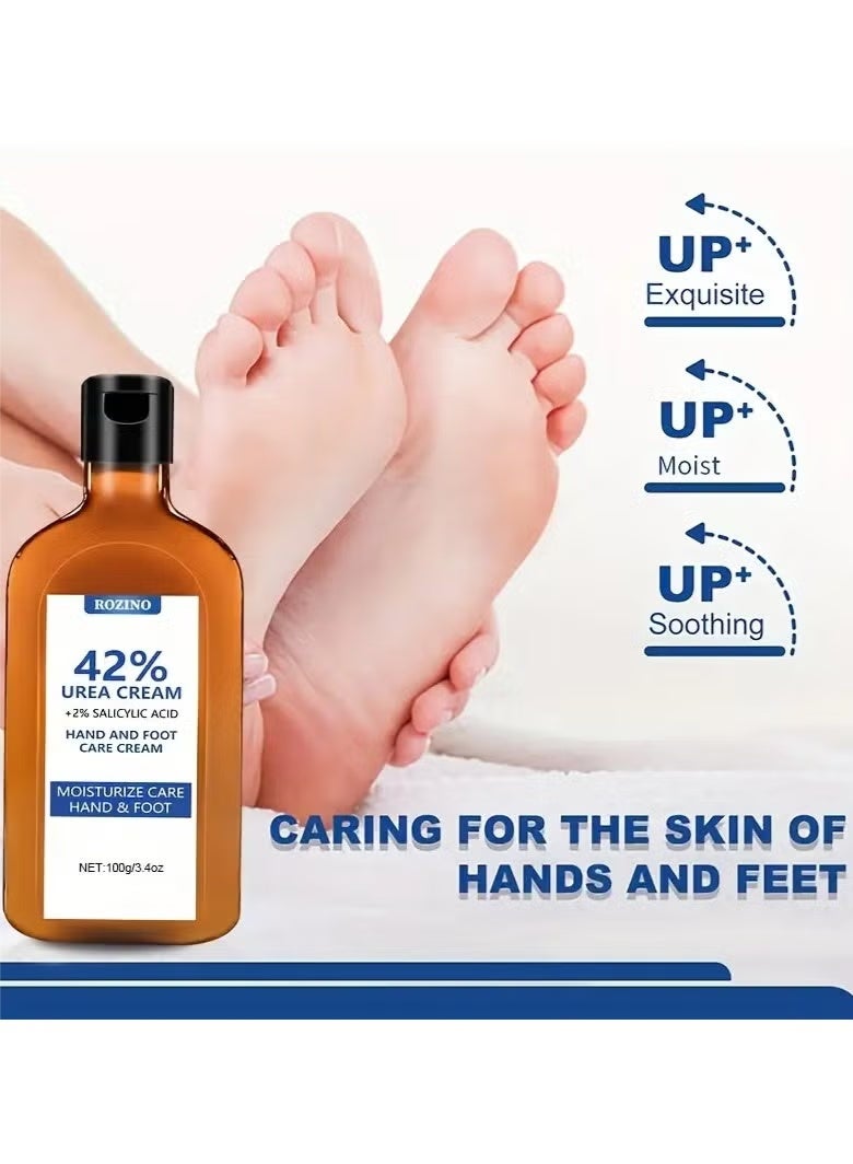 Rozino 42% Urea Cream with 2% Salicylic Acid - Intensive Moisturizing Hand&Foot Care, Softens Rough Skin&Prevents Cracking, , 100g (3.53fl.oz) Bottle with Honeycomb Texture Imagery - Image 4