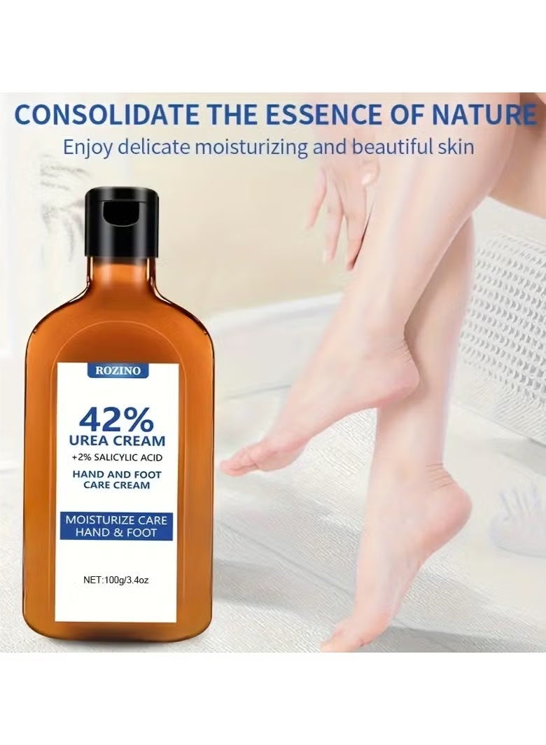 Rozino 42% Urea Cream with 2% Salicylic Acid - Intensive Moisturizing Hand&Foot Care, Softens Rough Skin&Prevents Cracking, , 100g (3.53fl.oz) Bottle with Honeycomb Texture Imagery - Image 2