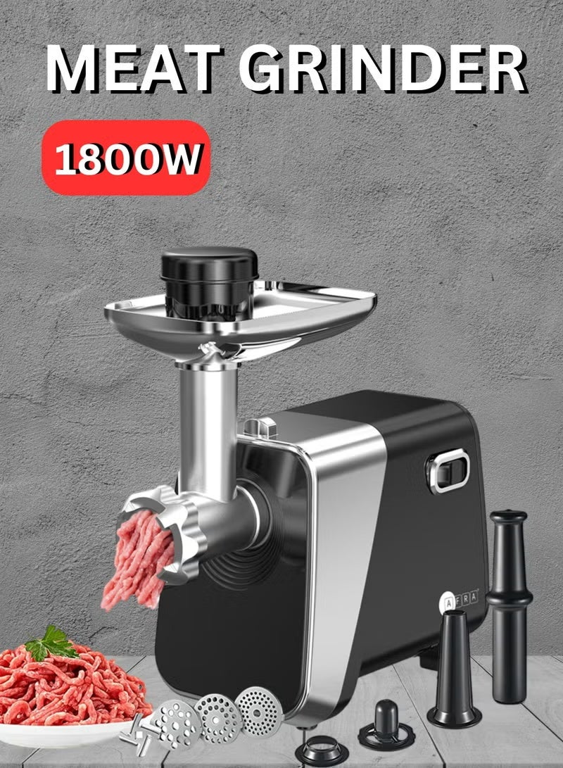 AFRA مطحنة لحم أفرا، 1800 واط، سعة 2 كجم، هيكل من الألمنيوم، سكين صلب غير قابل للصدأ، دافع تخزين الطعام، ملحق كبة ونقانق، AF-1800MGBK، ضمان لمدة 2 سنة - Image 2