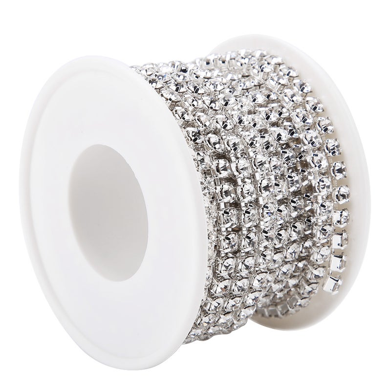SS16 5yard/roll Crystal Rhinestone Chain DIY Fashion Close Cup Chain Silver Apparel Accessories - Image 5