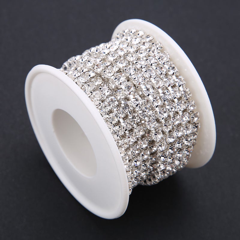 SS16 5yard/roll Crystal Rhinestone Chain DIY Fashion Close Cup Chain Silver Apparel Accessories - Image 1