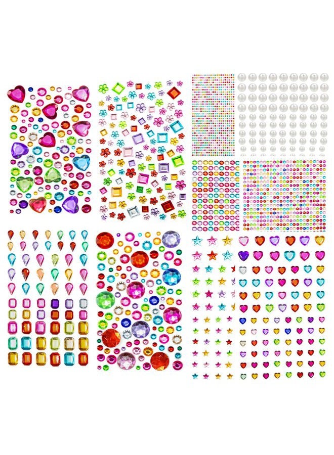 DOCLWF Gem Stickers Jewels for Crafts - Self Adhesive Rhinestone Jewel Stickers - Image 1