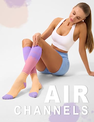 FITRELL 3 Pairs Compression Socks for Women and Men 20-30mmHg- Circulation and Muscle Support Socks for Travel, Running, Nurse, Knee High, Bliss Cream, L/XL - Image 3