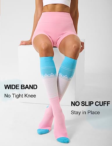 FITRELL 3 Pairs Compression Socks for Women and Men 20-30mmHg- Circulation and Muscle Support Socks for Travel, Running, Nurse, Knee High, Bliss Cream, L/XL - Image 4