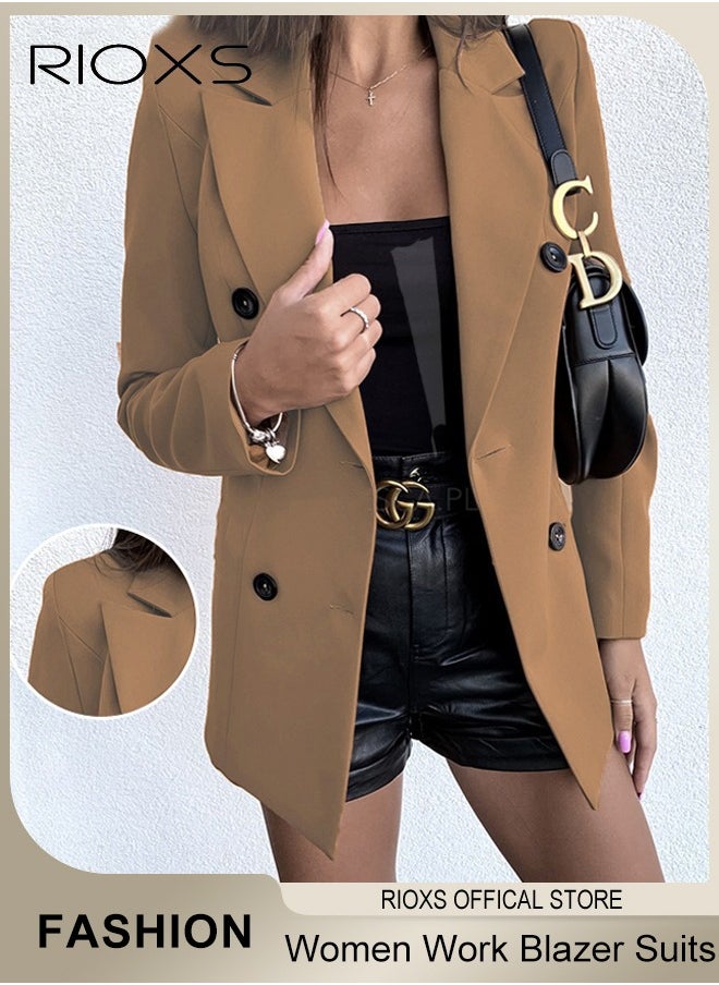 RIOXS - Women's Long Sleeve Open Front Suit Jacket Lightweight Work Office Blazer Jacket Slim Solid Color Jacket Cardigan - Image 1