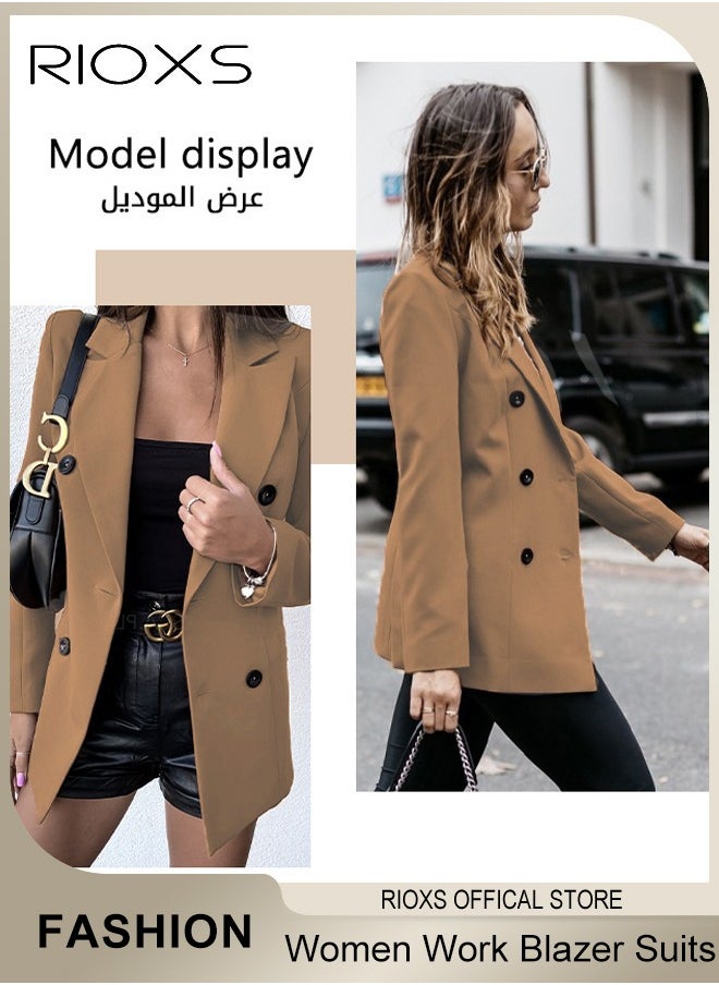 RIOXS - Women's Long Sleeve Open Front Suit Jacket Lightweight Work Office Blazer Jacket Slim Solid Color Jacket Cardigan - Image 1