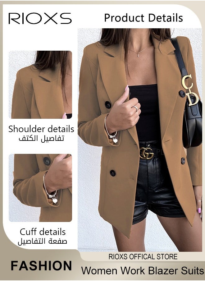 RIOXS - Women's Long Sleeve Open Front Suit Jacket Lightweight Work Office Blazer Jacket Slim Solid Color Jacket Cardigan - Image 1