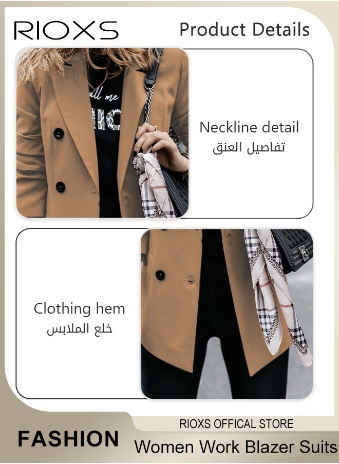 RIOXS - Women's Long Sleeve Open Front Suit Jacket Lightweight Work Office Blazer Jacket Slim Solid Color Jacket Cardigan - Image 1