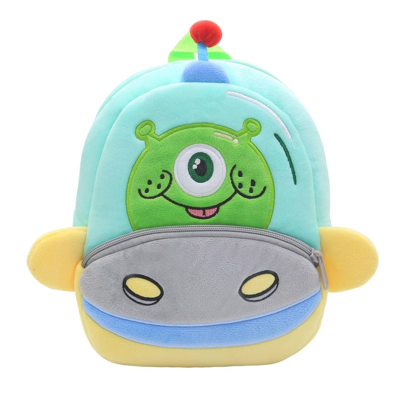 Plush Kids Backpack, UFO Space Design, Soft Lightweight School Bag for Toddlers and Preschool Kids - Image 2