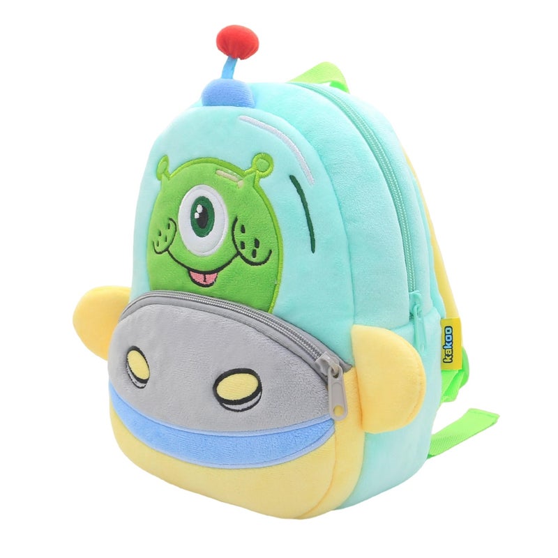 Plush Kids Backpack, UFO Space Design, Soft Lightweight School Bag for Toddlers and Preschool Kids - Image 3
