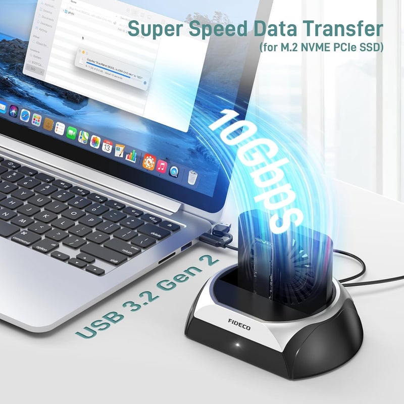 Tobo Hard Drive Docking Station, M.2 NVME SSD Docking Station with Cooling Fan, Support 2.5 and 3.5 inch SATA HDD SSD, and M.2 NVME SATA SSD, Ultimate Heat Dissipation - Image 4
