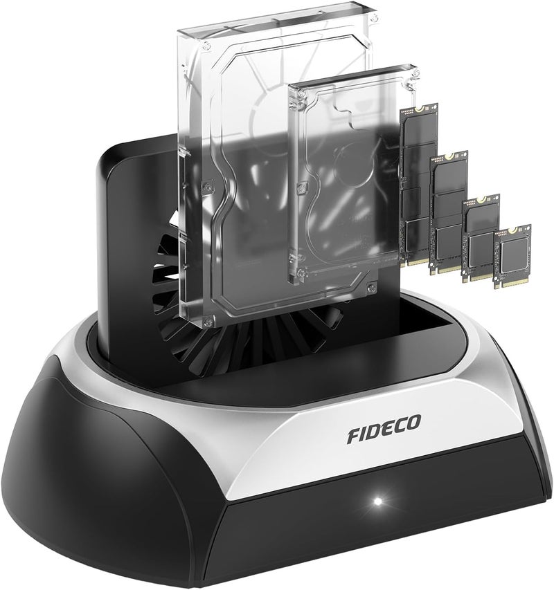 Tobo Hard Drive Docking Station, M.2 NVME SSD Docking Station with Cooling Fan, Support 2.5 and 3.5 inch SATA HDD SSD, and M.2 NVME SATA SSD, Ultimate Heat Dissipation - Image 1