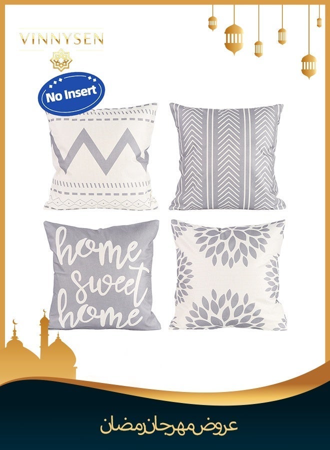 VINNYSEN 4 Pack Linen Throw Pillow Covers 18x18 Inch (45x45cm), Square Decorative Sofa Pillowcase Set for Couch Living Room Bed Car, Cushion Case Shells (Excluding Pillow Core Insert) - Image 1