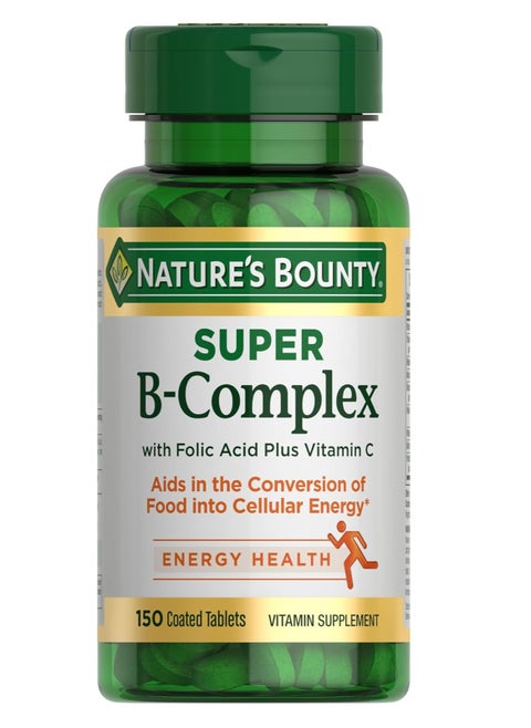 Super B Complex with Vitamin C & Folic Acid, Immune & Energy Support, 150 tablets