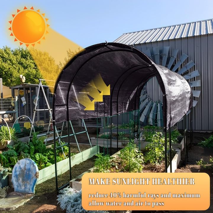 Cool Area منطقة باردة 40% 10x12 قدم قماش ظل واقٍ من الشمس شبكة غطاء مقاوم للأشعة فوق البنفسجية للحديقة والنباتات الزهرية والدفيئة، أسود - Image 2