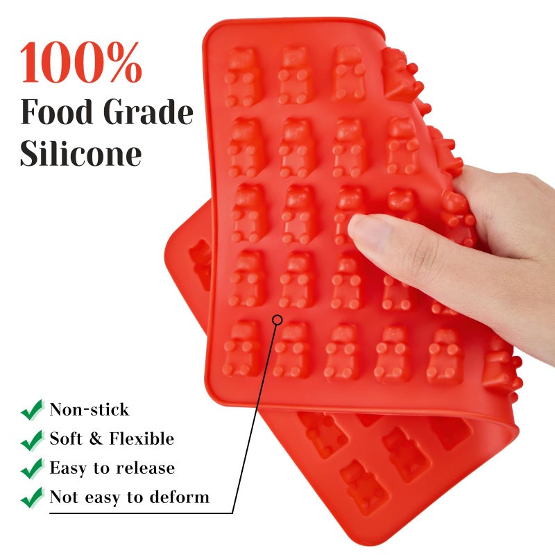 CLUEWR 5 Pcs Mini Gummy Candy Molds with 2 Dropper, Silicone Bear Donut Dinosaur Fruit Snack Molds Non-stick and BPA Free Jello Candy Mold for Small Chocolate Gummies - Image 3