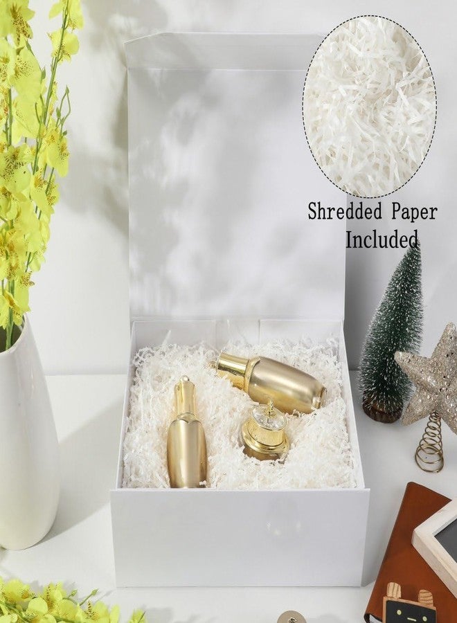 PACKGILO علبة هدايا بيضاء كبيرة من PACKGILO، قطعة واحدة، مقاس 13×11×5.3 بوصة، علبة هدايا سوداء كبيرة، علبة هدايا مغناطيسية كبيرة مع ورق مجعد، علبة هدايا بيضاء كبيرة مع ورق ممزق، علب هدايا فاخرة بأغطية للهدايا - Image 2