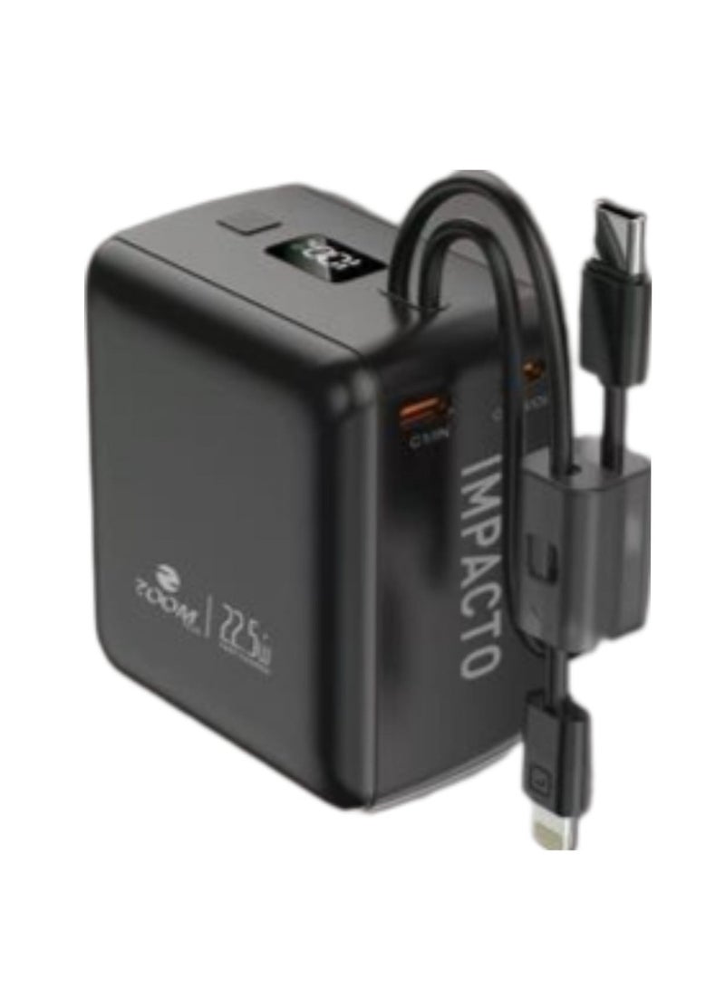 زوم بلس IMPACTO ZP22B: بنك طاقة محمول فائق الصغر، سريع الشحن، بسعة 20000 مللي أمبير/ساعة، مزود بشاشة رقمية - Image 1