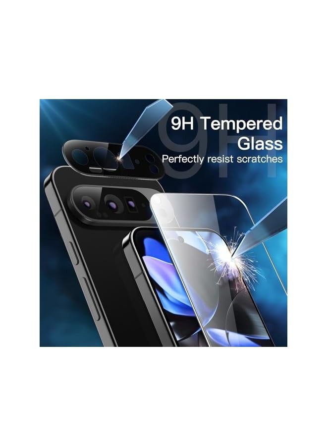 جي تيك واقي شاشة لهاتف Google Pixel 9 Pro مع واقي عدسة الكاميرا، أداة سهلة التركيب، متوافق مع بصمات الأصابع، غشاء زجاجي مقوى، شفاف عالي الدقة، عبوتان لكل منهما - Image 3