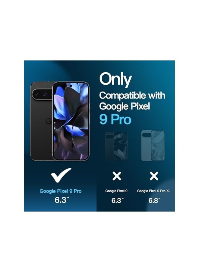 جي تيك واقي شاشة لهاتف Google Pixel 9 Pro مع واقي عدسة الكاميرا، أداة سهلة التركيب، متوافق مع بصمات الأصابع، غشاء زجاجي مقوى، شفاف عالي الدقة، عبوتان لكل منهما - Image 2